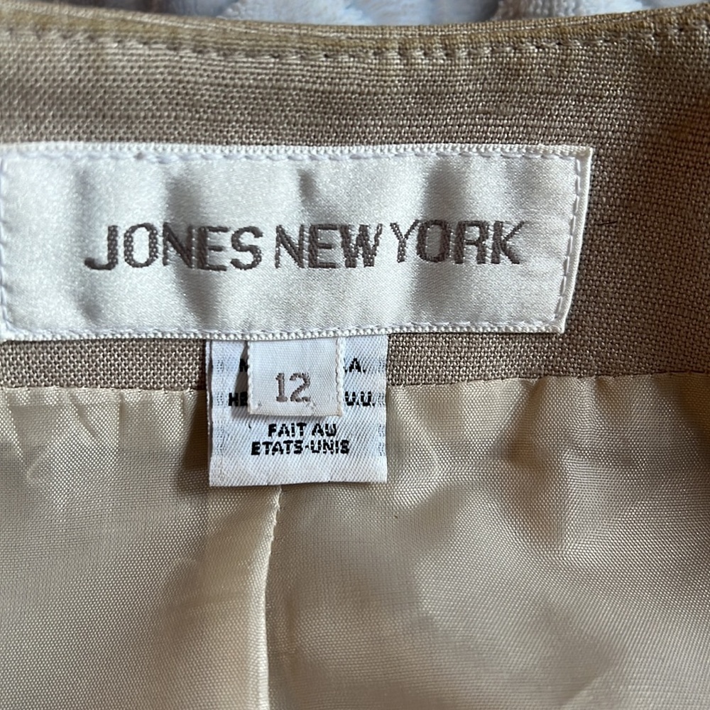 Jones NY blazer and skirt set 80’s sz12 beige linen look lined - Picture 6 of 8